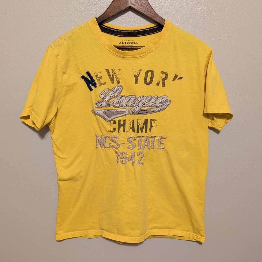 Arizona Graphic T-Shirt Mens Large Yellow New York League Champ NCS State 1942